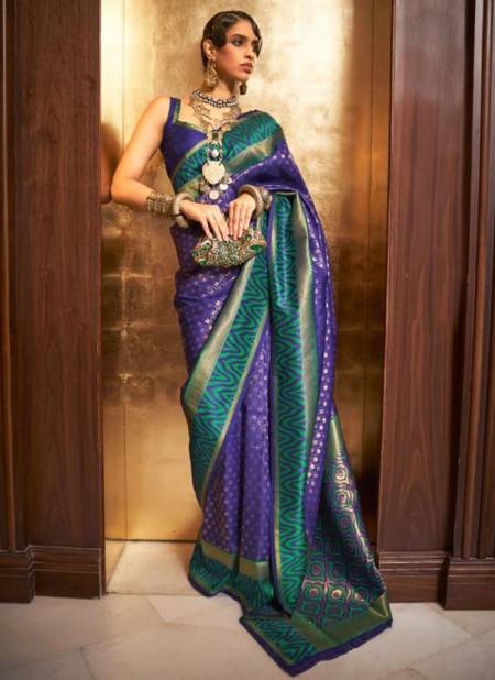 Purple And Blue Colour Kazah Silk Raj Tex New Latest Designer Festive Wear Silk Saree Collection 271004